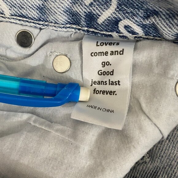 Pacsun Jeans Womens Lightwash Button Fly All Over Logo Words Dad Jeans Unique 26 - Picture 12 of 12